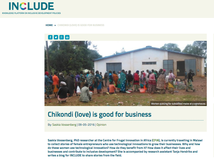 CFIA in de media, INCLUDe; Chikondi (love) is good for business.