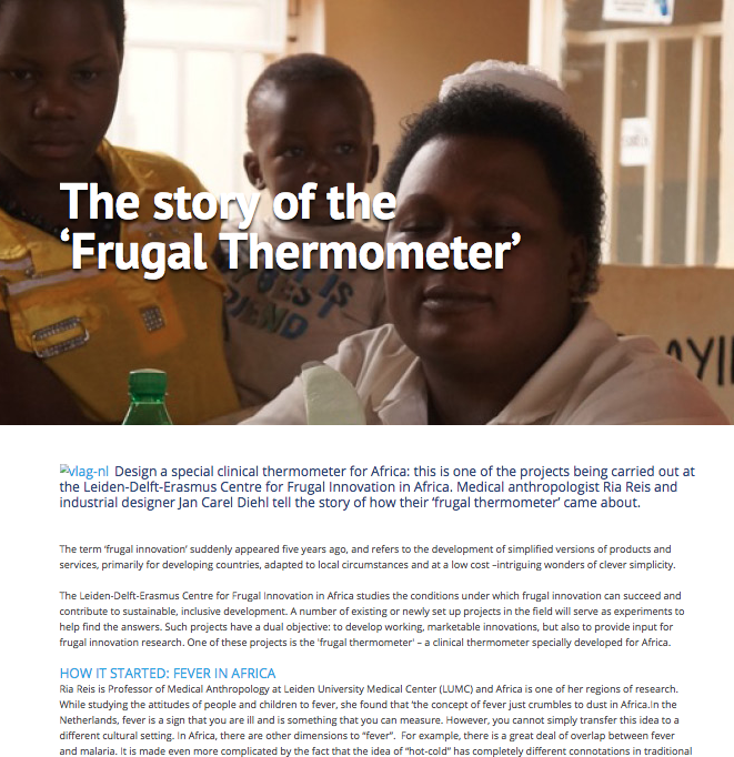 CFIA in de media, Leiden-Delft-Erasmus magazine; the story of the frugal thermometer
