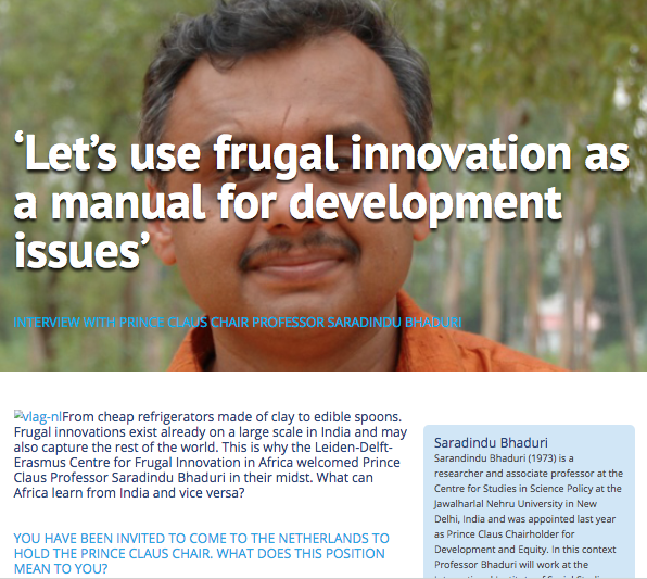 CFIA in de media, Leiden-Delft-Erasmus magazine; lets use frugal innovations as a manual for development issues
