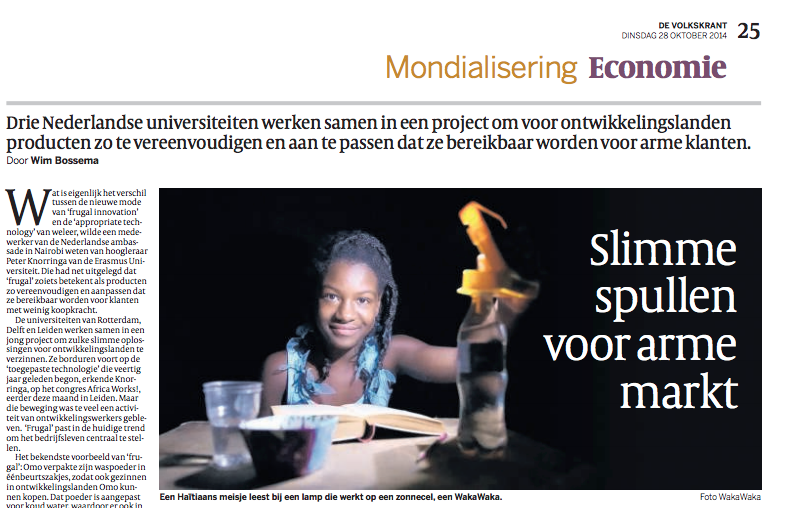 CFIA in de media, De Volkskrant; slimme en betaalbare spullen voor arme markt