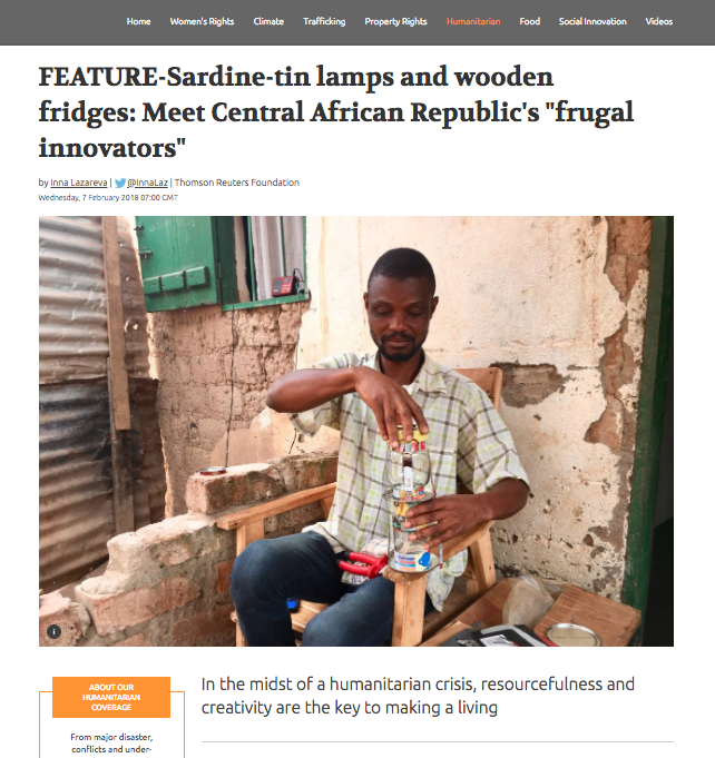 FEATURE-Sardine-tin lamps and wooden fridges: Meet Central African Republic's "frugal innovators"