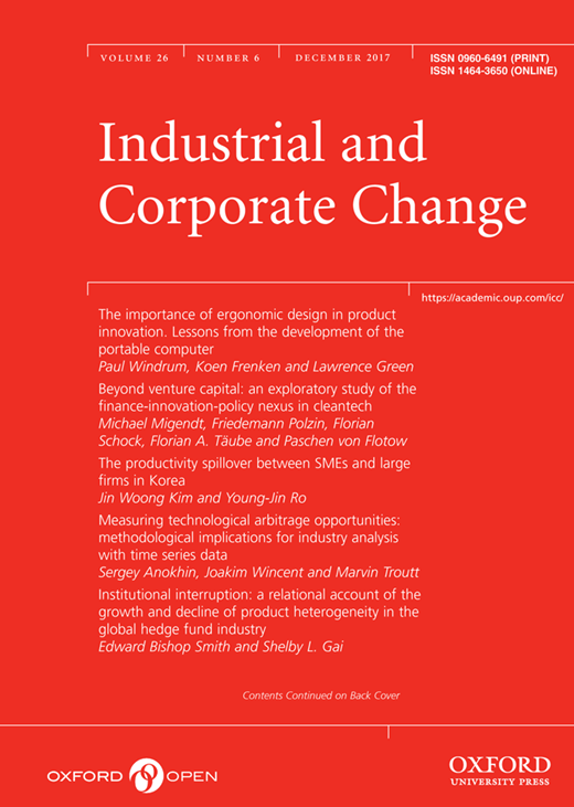 CFIA Publications; Industrial and Corporate Change; Volume 26, Issue 6, 1 December 2017, Pages 1089–1108