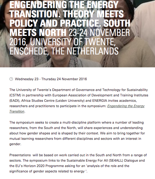 CFIA Publication, Symposium paper Engendering the energy transition. Theory meets policy and practice. South meets North