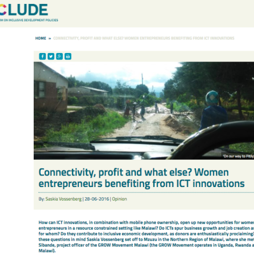 CFIA in de media, INCLUDE; Connectivity, profit and what else? Women entrepreneurs benefiting from ICT innovations.